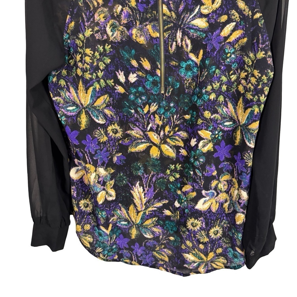 Lost & Found Floral Blouse with Sheer Sleeves Size L Boho Festival Y2K Night Out - Picture 13 of 13